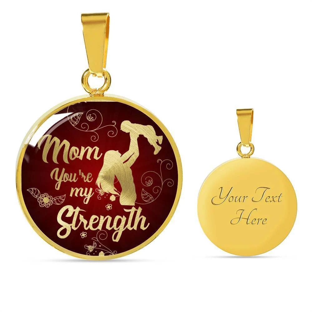 Mom Necklace Mom You'Re My Strength Stainless Steel Personalized Engraved Gold